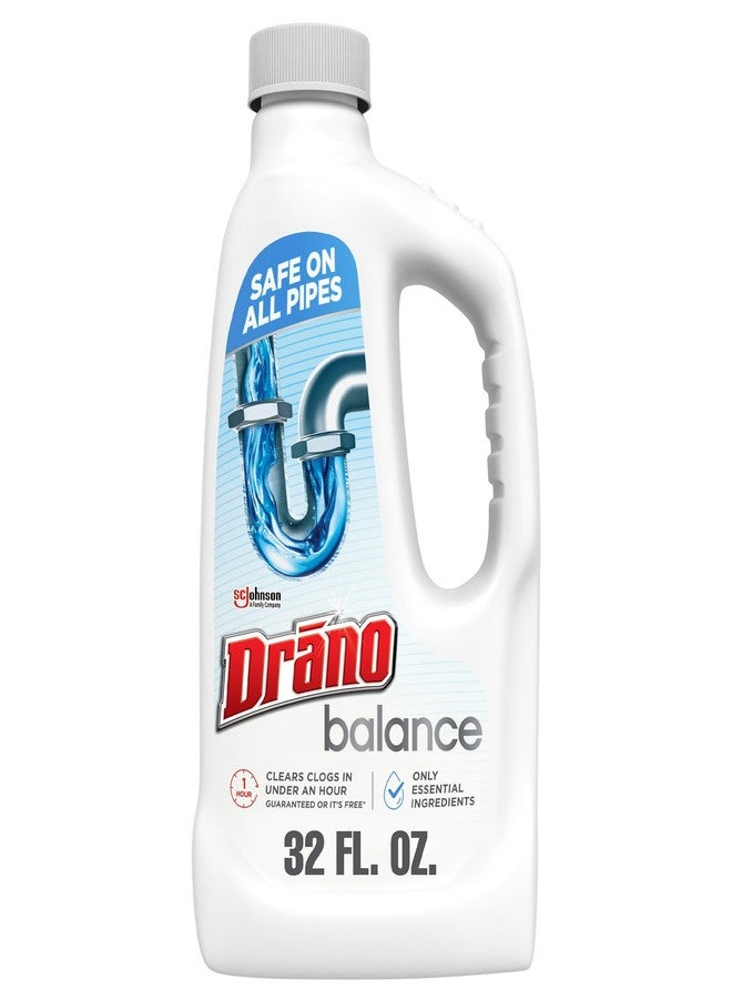 Drano Balance Drain Clog Remover and Cleaner, Non-Corrosive Formula, Safe on All Pipes and Septic Tanks, Formulated Using Only Essential Ingredients, 32 Fl Oz - Image 1
